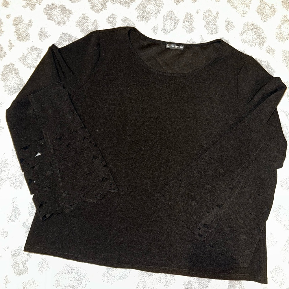 Black Lace Sleeve Women's Top from SHEIN